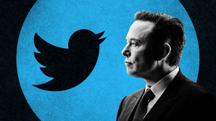 Elon Musk photo and Twitter logo