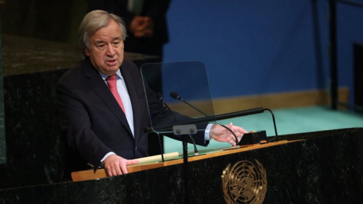 United Nations Secretary-General Antonio Guterres addresses the 77th Session of the United Nations General Assembly at UN Headquarters in New York City, US, September 20, 2022. REUTERS