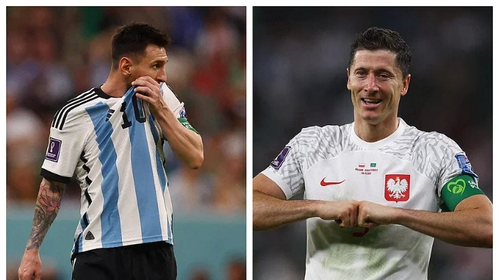 Lionel Messi and Robert Lewandowski Reuters