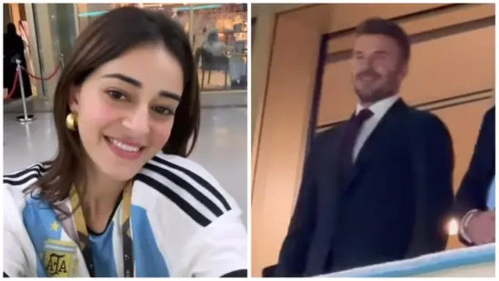 Ananya Panday spotted David Beckham during FIFA World Cup semi-finals on Tuesday.