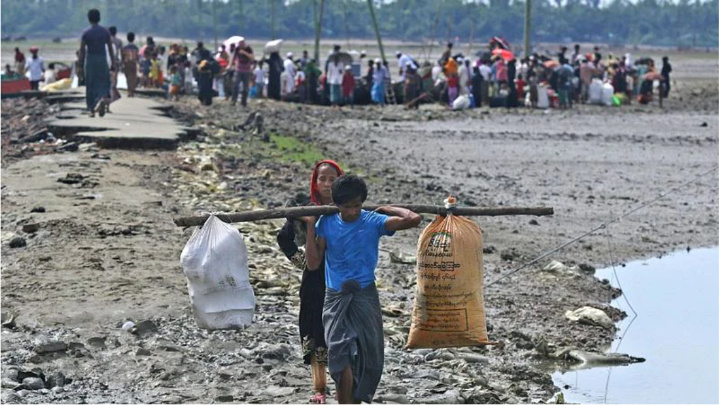 Rohingyas flee the violence-trodden Rakhine state in Myanmar. This picture was taken from Hariakhali area of Teknaf, Cox's Bazar