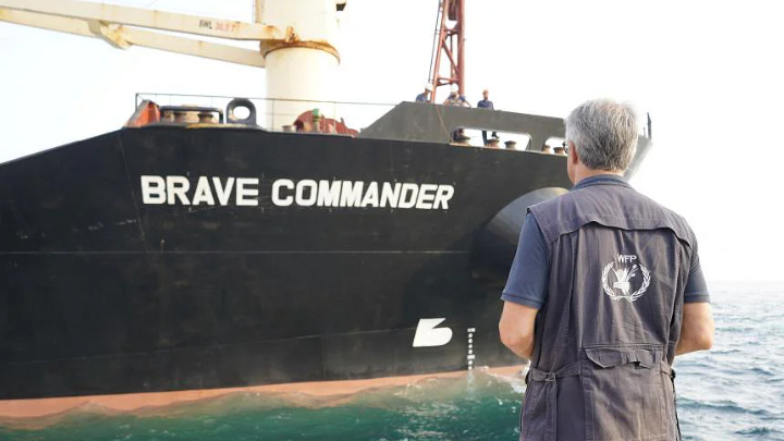 A World Food Programme representative looks on as a ship carrying wheat grain from Ukraine to the Horn of Africa docks in Djibouti, on Aug 30, 2022. PHOTO: REUTERS