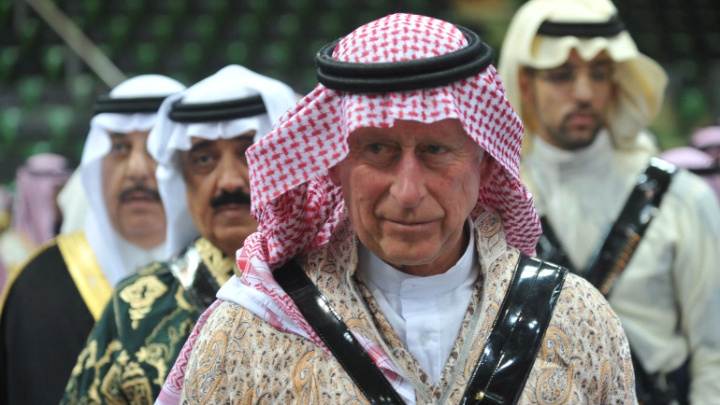 Britain's Prince Charles arrives to participate in the traditional Saudi dancing best known as 'Arda' during the Janadriya culture festival at Deriya in Riyadh, on February 18, 2014 [File: Fayez Nureldine/AFP]