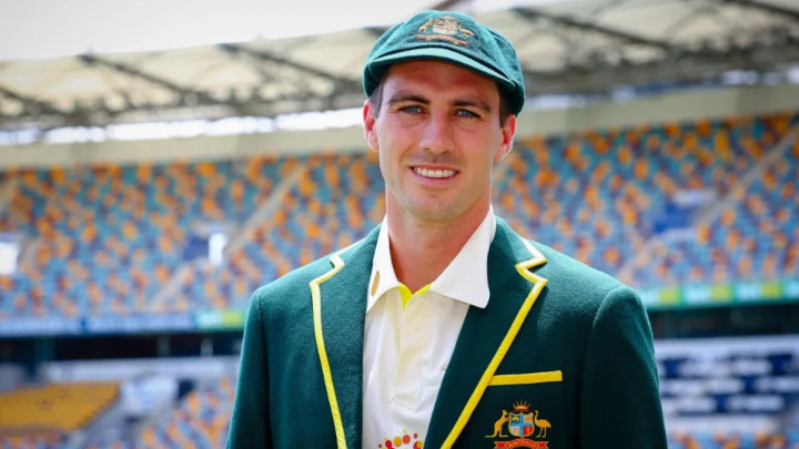 Pat Cummins, Australia's Test captain, poses at the Gabba  •  Getty Images
