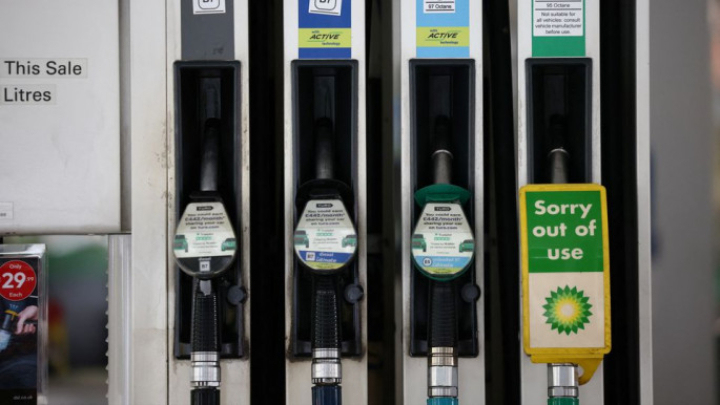 A view of fuel pumps at a BP petrol station in central London, Britain, August 2, 2022. REUTERS/Henry Nicholls