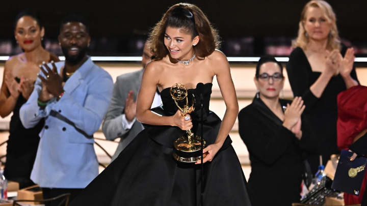 Zendaya accepts the award for outstanding lead actress in a drama series at the 74th Primetime Emmy Awards held at Microsoft Theater on September 12 in Los Angeles.