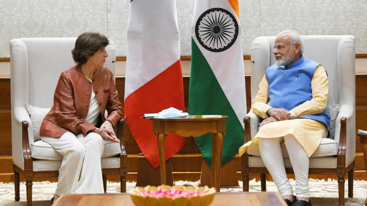 India's Prime Minister Narendra Modi meets with French Foreign Minister Catherine Colonna in New Delhi, India, September 14, 2022. via REUTERS - PRESS INFORMATION BUREAU