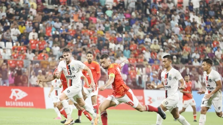 Bashundhara Kings’ Robson Robinho prepares to shoot during Monday’s AFC Cup match at home to Odisha