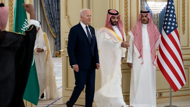 President Biden and Crown Prince Mohammed bin Salman in Saudi Arabia last year. U.S. officials have made numerous trips to the kingdom since May as part of the push on normalization.Credit...Doug Mills/The New York Times