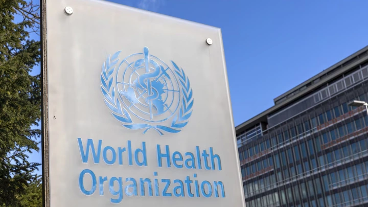  The World Health Organisation (WHO) logo is seen near its headquarters in Geneva, Switzerland, February 2, 2023. REUTERS/Denis Balibouse/File Photo