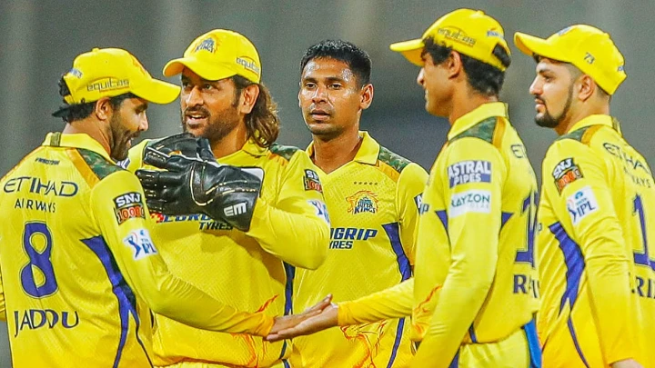 Mustafizur Rahman celebrates a wicket with his CSK teammates. Photo: X