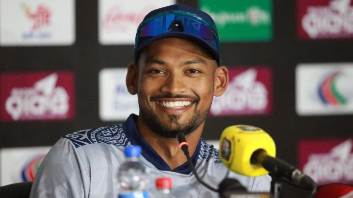 Bangladesh skipper Najmul Hossain Shanto during a press conference. Photo: Firoz Ahmed