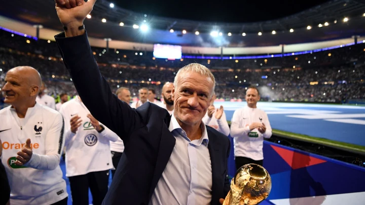 Deschamps to leave France job after 2026 World Cup France's coach Didier Deschamps celebrates as they do a lap of honour during a ceremony to celebrate the victory of the 2018 World Cup at the end of the UEFA Nations League football match between France and Netherlands at the Stade de France stadium, in Saint-Denis, northern of Paris, on September 9, 2018. PHOTO: AFP