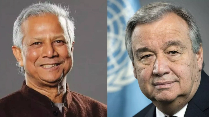 CA Muhammad Yunus and UN Secretary-General António Guterres. Photo: UNB